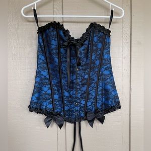 Black & Blue Strapless Corset